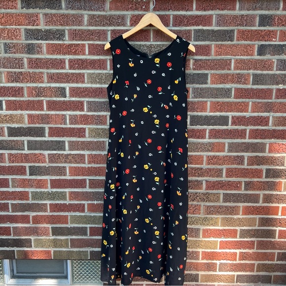 Dresses & Skirts - Event Collection Black and Red and Yellow Mini Floral Sleeveless Maxi Dress